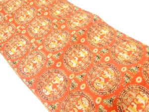 円文白虎朱雀錦織り出し名古屋帯